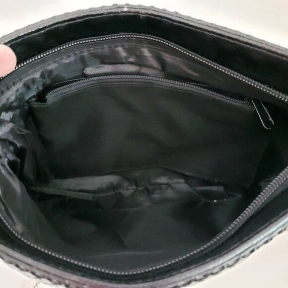 Vintage Black Mesh Silvertone Chain Purse Crossbody Clutch Evening Bag Handbag - Picture 11 of 12